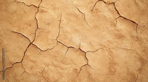 Detailed cracked earth texture on a dusty brown background with fissures