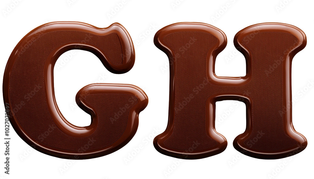 G H Chocolate Alphabet – Gorgeously Heavenly Letters isolated on white