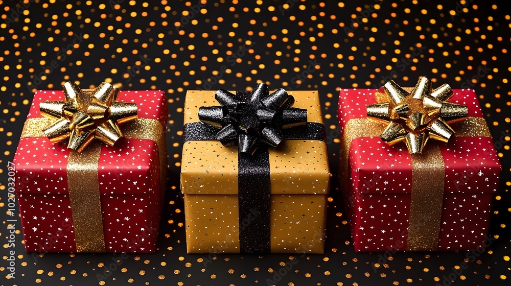 Festive seamless pattern featuring presents wrapped in colorful paper for New Year Festive seamless pattern featuring presents wrapped in colorful paper for New Year