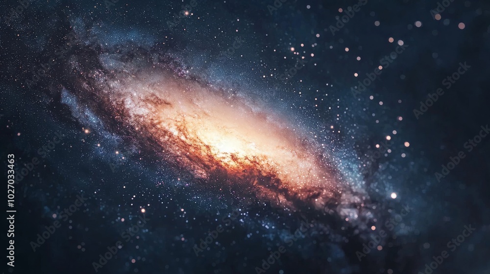 Fototapeta premium Photography of a galaxy in the night sky, emphasizing the universe's depth and beauty