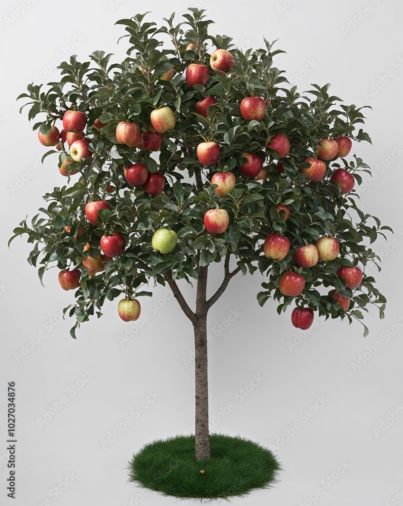a tree with apples on plain white background a tree with apples on plain white background