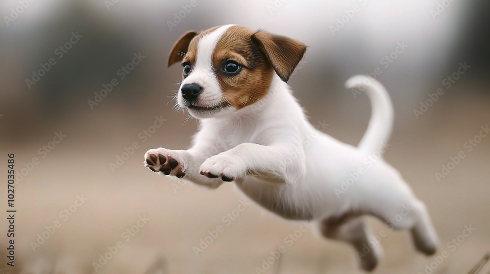 Playful Puppy in Action at a Outdoor Setting Playful Puppy in Action at a Outdoor Setting