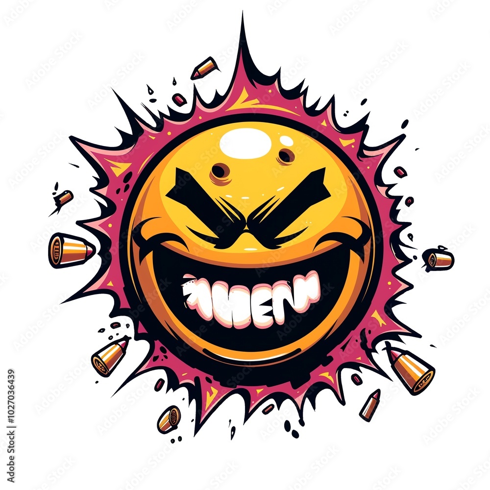 Evil Smileys Face. TShirt Sticker. ACartoon Evil smiley. TShirt Sticker. Creepy Evil Smile. AI generated. Evil Smileys Face. TShirt Sticker. ACartoon Evil smiley. TShirt Sticker. Creepy Evil Smile. AI generated.