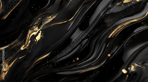 A sleek, abstract design featuring flowing black and gold patterns, ideal for backgrounds or wallpapers.