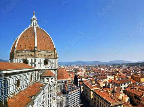 Florence Duomo Cathedral and City Panorama. Italy. photo