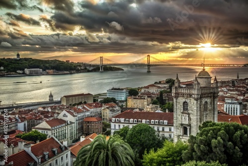 Stunning Panorama of Lisbon, Portugal - A Captivating View of the Cityscape and Landmarks