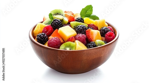 Mixed Fruit Salad in bowl isolated on white background