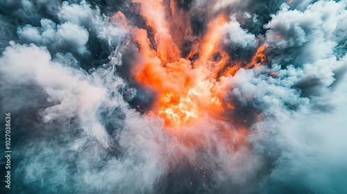 Dramatic Explosion with Colorful Smoke Effects