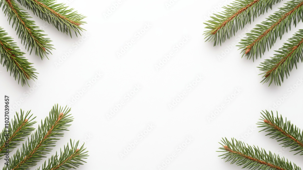 Winter pine branch frame design for seasonal greetings and messages Winter pine branch frame design for seasonal greetings and messages