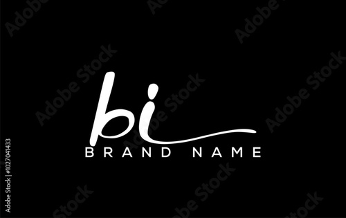 BI letter beauty handwriting vector logo.