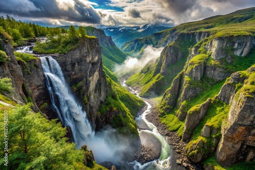 Stunning Voringfossen Waterfall Gorge in Hordaland – Nature's Majestic Beauty