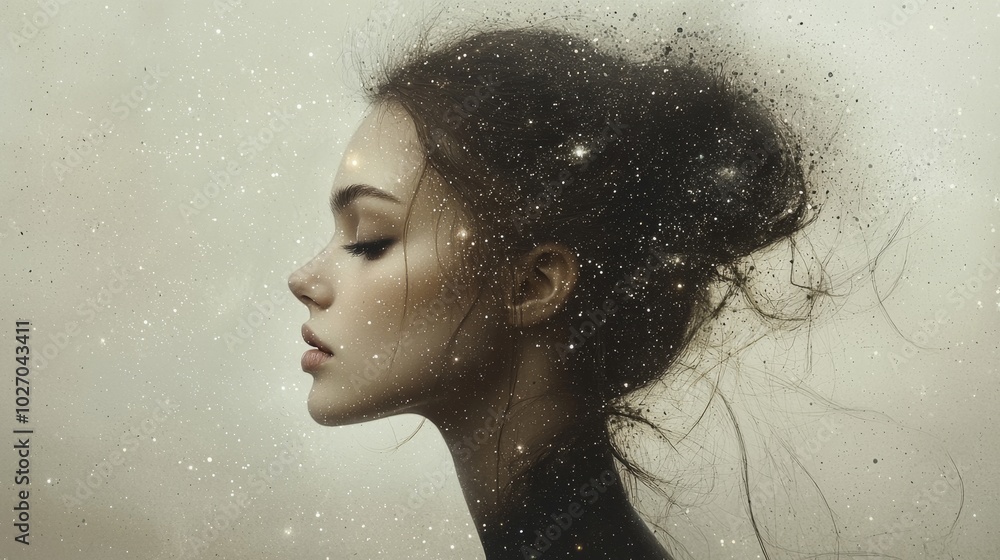 Portrait of a beautiful woman with hair in a cold winter setting. Portrait of a beautiful woman with hair in a cold winter setting.
