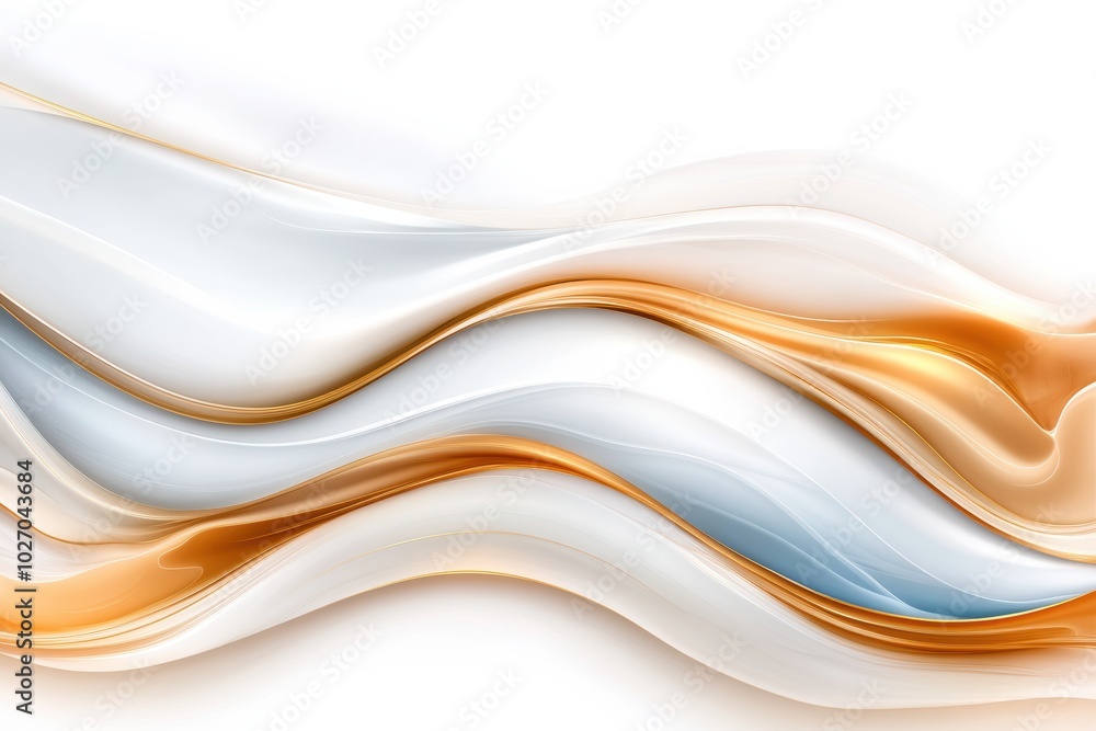 Elegant abstract wave design with smooth curves in soft hues of gold, white, and blue, perfect for modern artwork or backgrounds. Elegant abstract wave design with smooth curves in soft hues of gold, white, and blue, perfect for modern artwork or backgrounds.