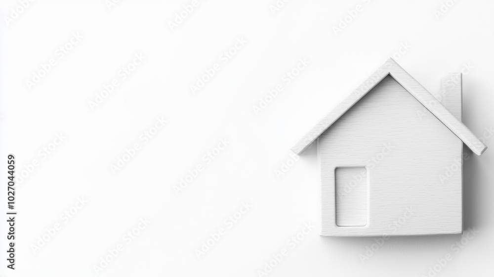Modern white house model side view on white background with ample copy space Modern white house model side view on white background with ample copy space