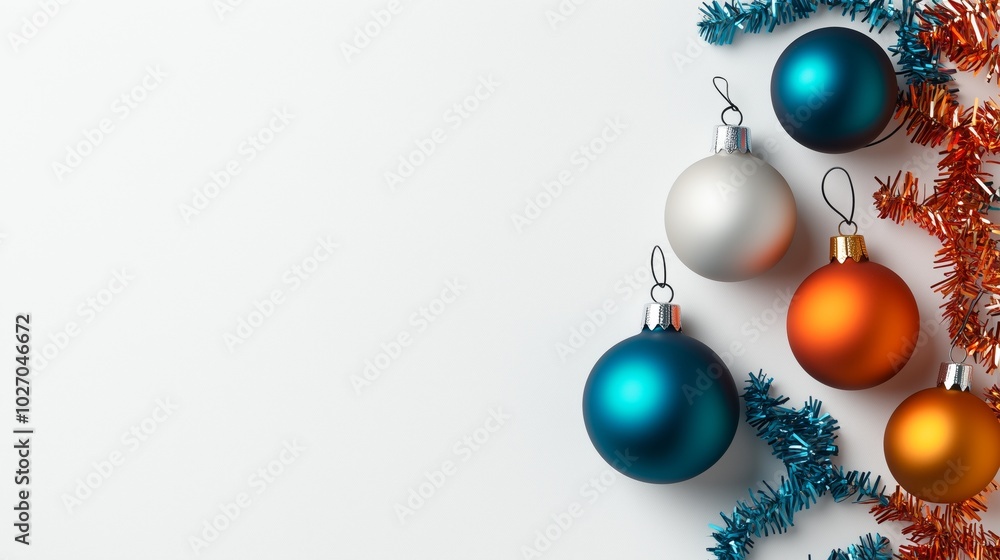 Vibrant Christmas Decorations on White Background Vibrant Christmas Decorations on White Background