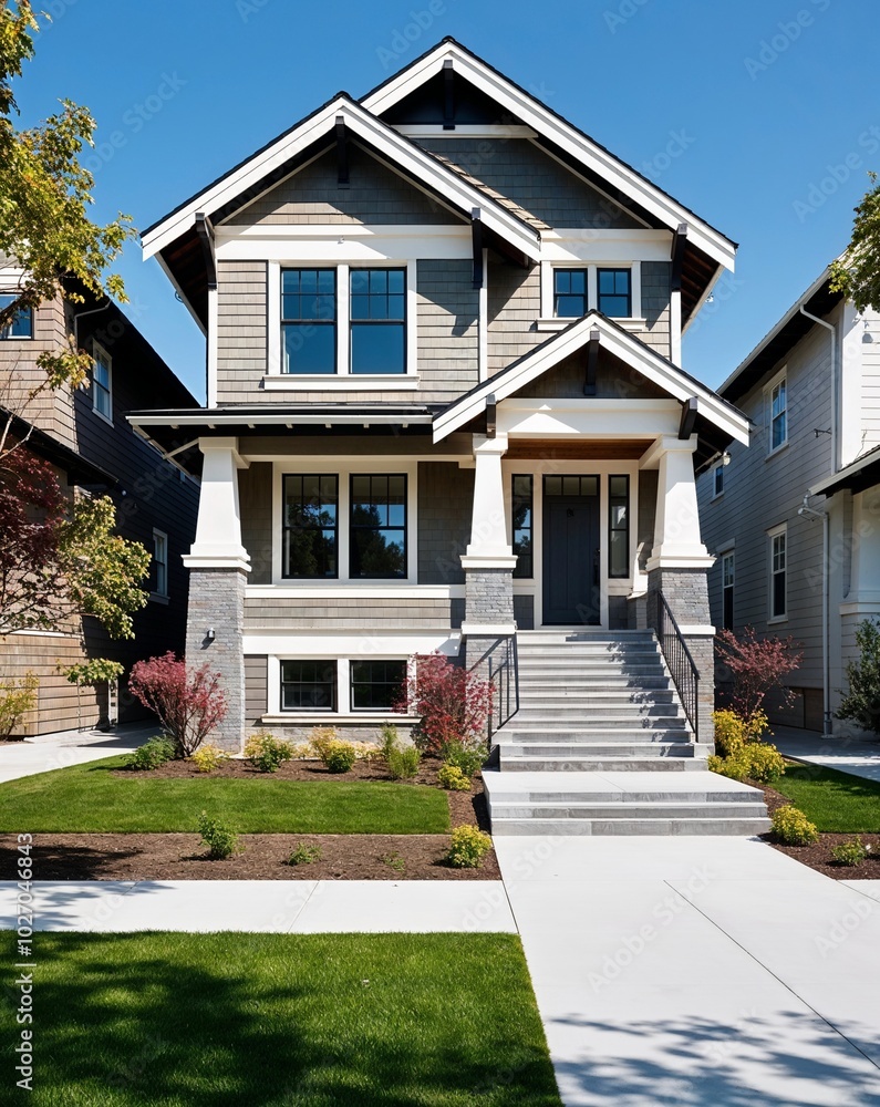 Fototapeta premium a craftsman style house on plain white background