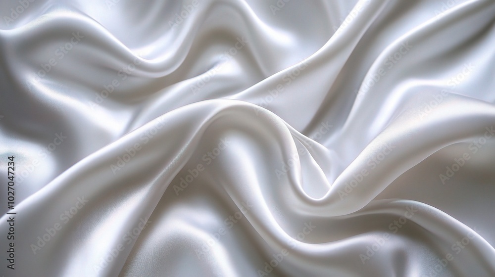 Soft White Satin Fabric with Elegant Waves Soft White Satin Fabric with Elegant Waves
