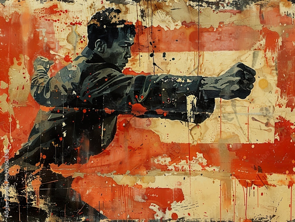 Fototapeta premium Abstract Portrait of a Man in Action