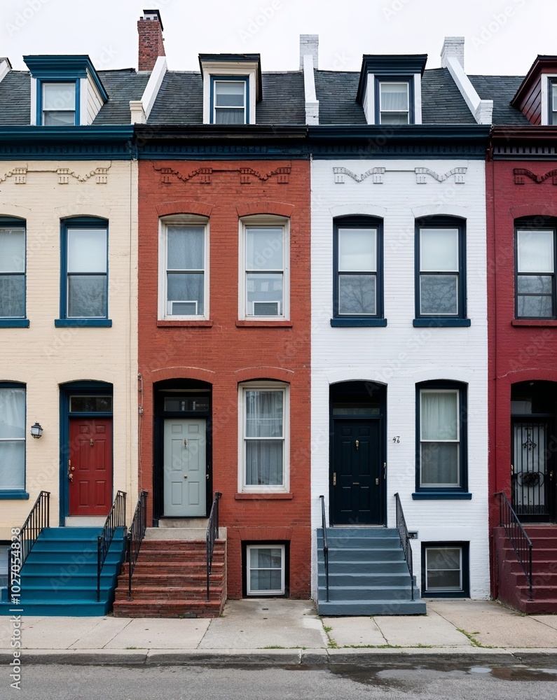 Obraz premium a rowhouse on plain white background