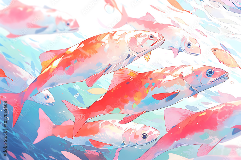 Fototapeta premium salmon fish swimming in water