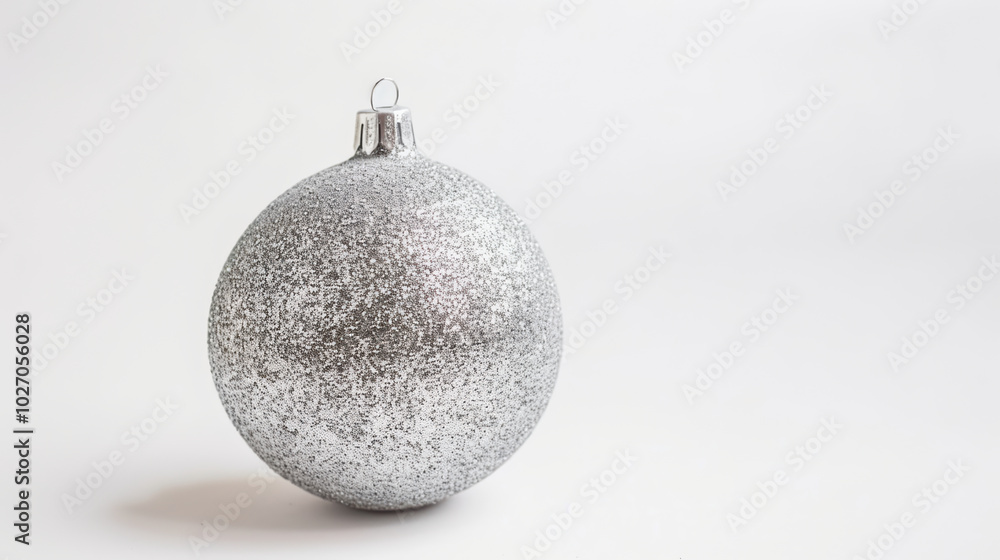 shiny silver Christmas ornament with glittery surface, perfect for holiday decorations and festive celebrations. Its reflective quality adds touch of elegance to any setting shiny silver Christmas ornament with glittery surface, perfect for holiday decorations and festive celebrations. Its reflective quality adds touch of elegance to any setting