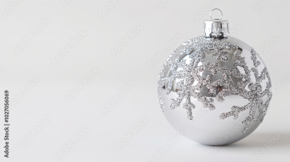 beautiful silver Christmas ornament with intricate snowflake designs, perfect for adding festive touch to holiday decorations. Its shiny surface reflects light, creating cheerful atmosphere beautiful silver Christmas ornament with intricate snowflake designs, perfect for adding festive touch to holiday decorations. Its shiny surface reflects light, creating cheerful atmosphere