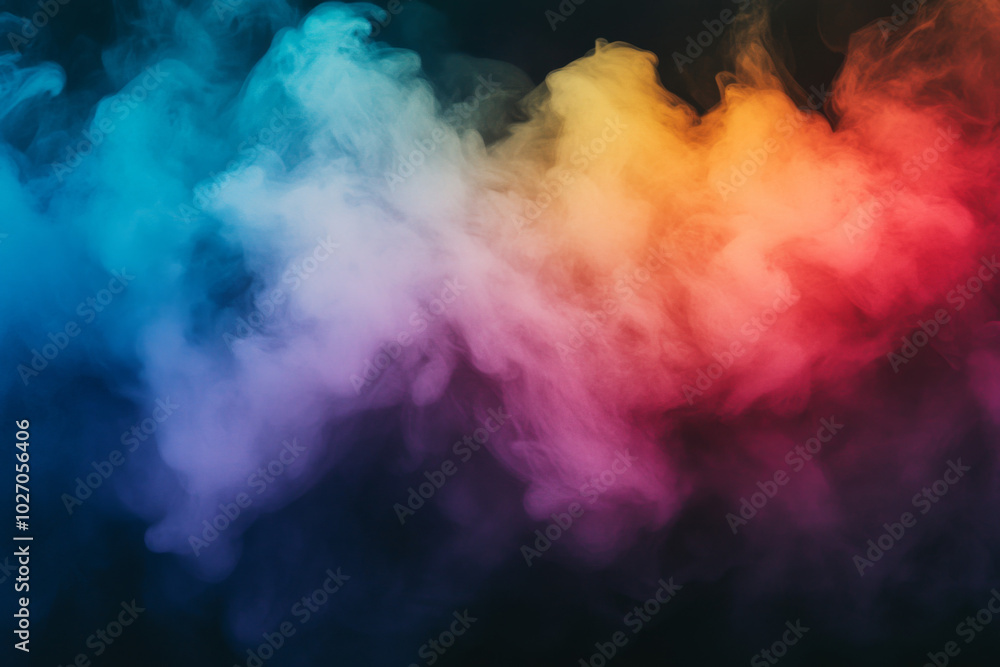 Colorful smoke swirling in vibrant patterns against a dark background Colorful smoke swirling in vibrant patterns against a dark background