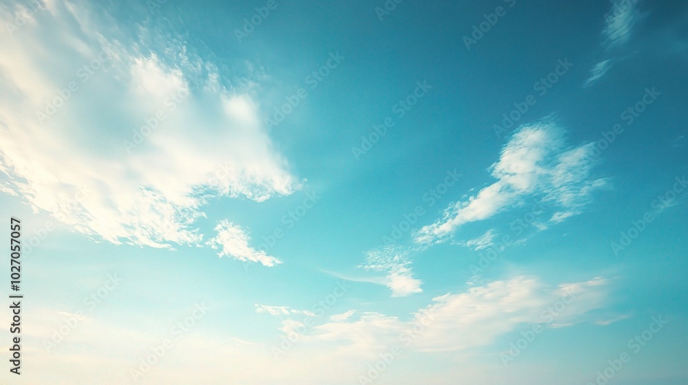 Fototapeta premium Clear Blue Sky with Soft Clouds Above