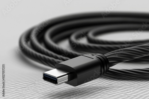 Close up USB cable plug isolated on white background photo