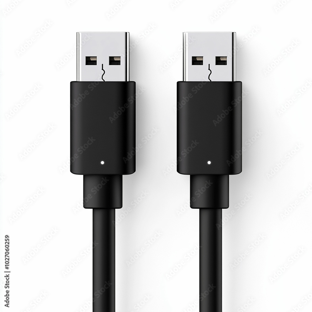 Close up USB cable plug isolated on white background Close up USB cable plug isolated on white background