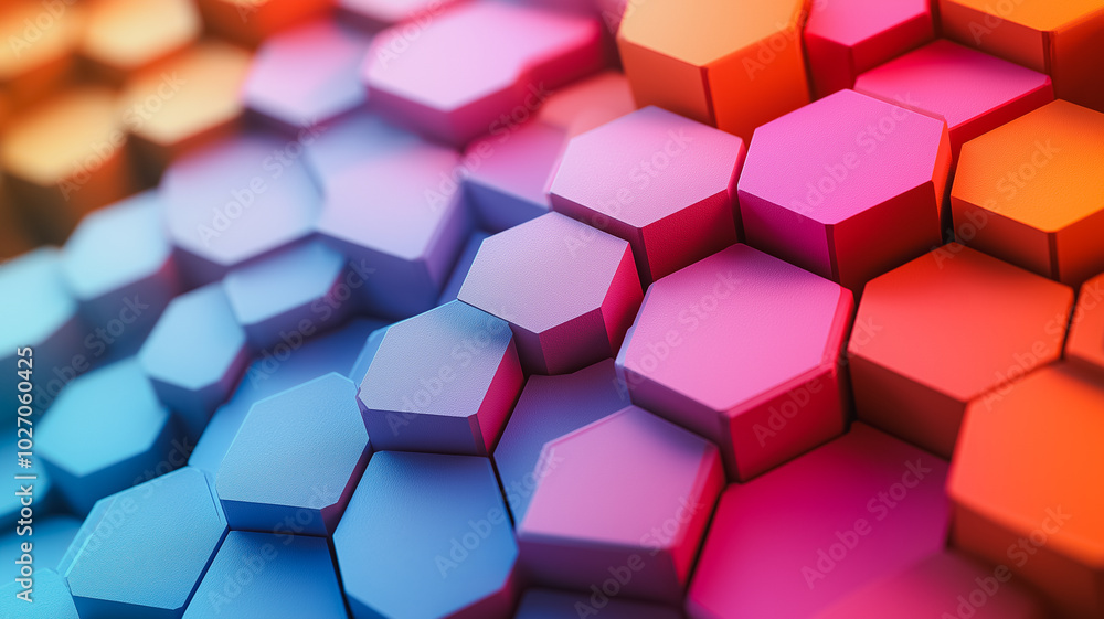 A colorful image of hexagonal shapes in various colors. The image has a vibrant and playful mood, with the colors and shapes creating a sense of movement and energy A colorful image of hexagonal shapes in various colors. The image has a vibrant and playful mood, with the colors and shapes creating a sense of movement and energy