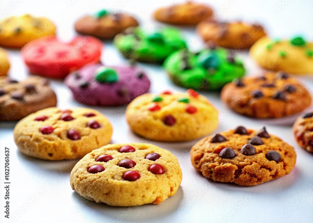 Tilt-Shift Photography of Hand-Drawn Cookies Isolated on White Background for Culinary Art and Dessert Themes Tilt-Shift Photography of Hand-Drawn Cookies Isolated on White Background for Culinary Art and Dessert Themes