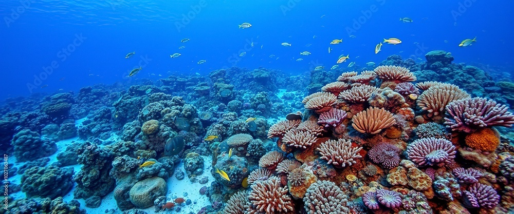 Fototapeta premium coral reef landscape super wide banner background