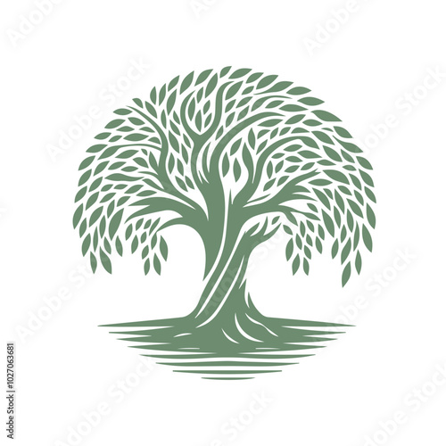 Vector illustration of various tree designs representing nature and seasonal growth