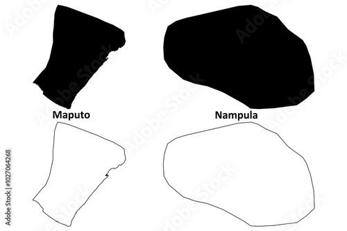 Maputo and Nampula City (Republic of Mozambique, Maputo Province) map vector illustration, scribble sketch City of Lourenco Marques ma photo