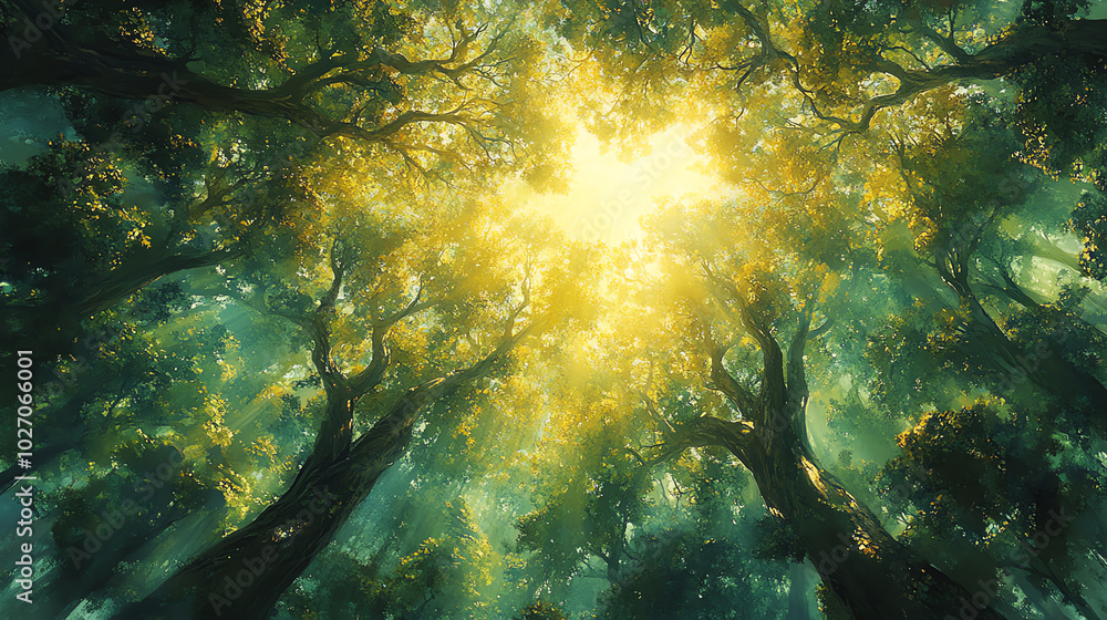 A worms-eye view of an ancient forest A worms-eye view of an ancient forest