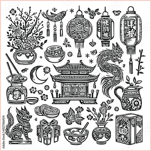 lunar new year,Chinese dragon,
Dragon with round shield, cut, out vector, silhouette,
fantasy, mythology, reptile, tattoo, characters, clip art, cut out, luxury, mascot, medieval, monochrome, prosperi