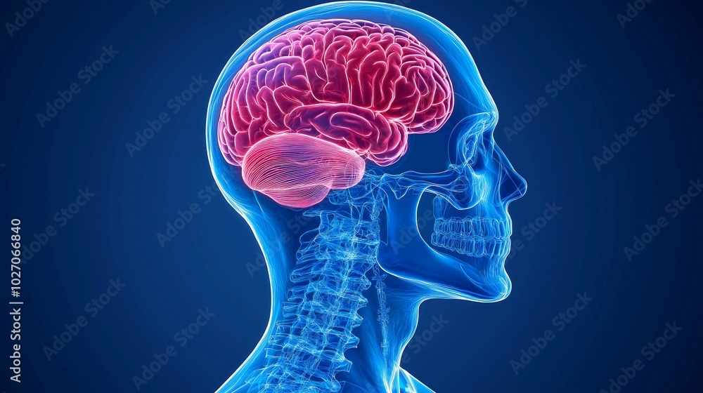 3D rendered illustration of a brain x-ray. Medicine diagnosis nervous system 3D rendered illustration of a brain x-ray. Medicine diagnosis nervous system