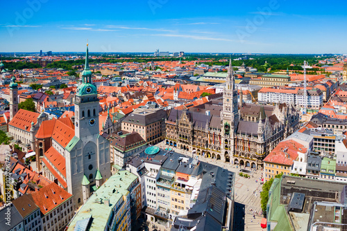 Wallpaper Mural Marienplatz aerial panoramic view in Munich city, Germany Torontodigital.ca