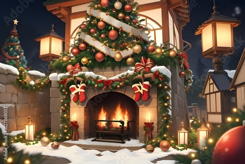 Wallpaper Mural ia generated. "Christmas Charm: Ornaments, Tinsels and Festive Decorations for Congratulations" Torontodigital.ca