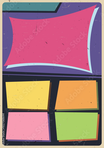 1960s Background, Poster Vector Template for Retro Party, Event. 60s Colors and Style, Aged Texture