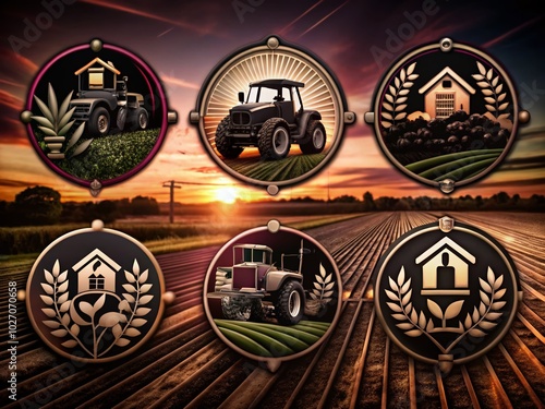 Unique Farmer Logo Set Vector Illustration for Agriculture Branding and Design