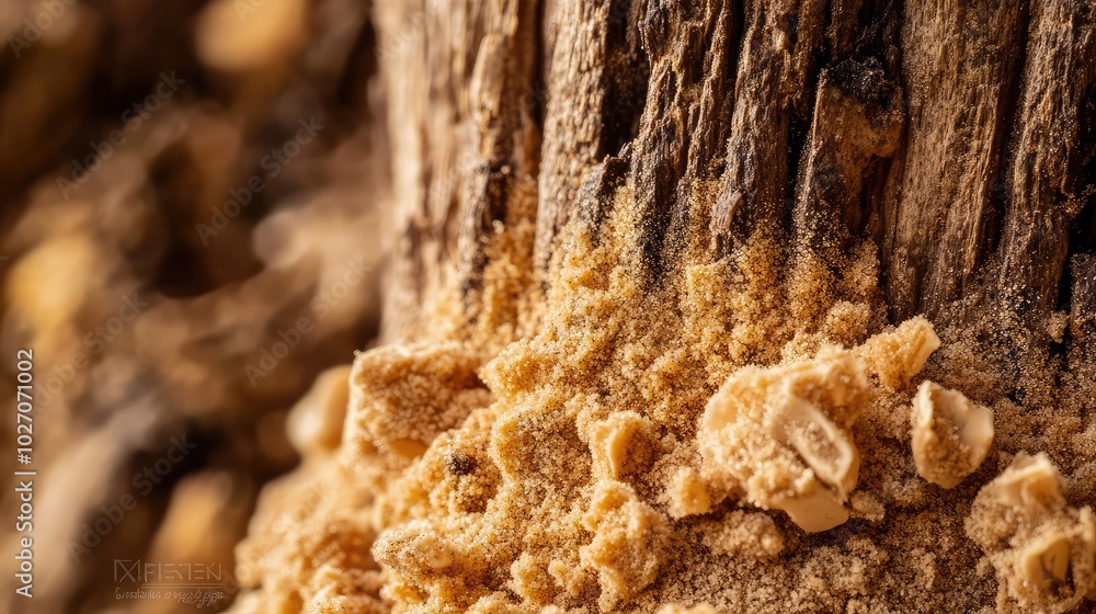 A macro shot of sand clinging to the base of a desert plant, highlighting the fine details of the rough bark and textured soil A macro shot of sand clinging to the base of a desert plant, highlighting the fine details of the rough bark and textured soil
