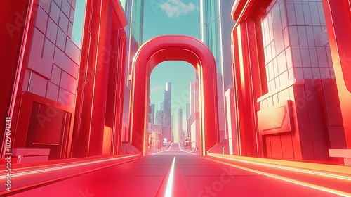 Double 11 promotion 3D e-commerce building space background