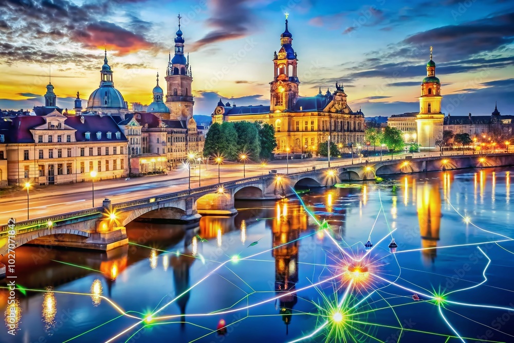 Naklejka premium Urban Exploration in Dresden: A Design Art GPS Infographic Map of the City