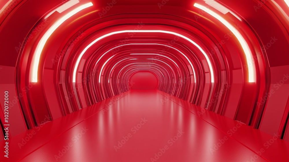 Obraz premium Red 3D e-commerce promotion background space booth