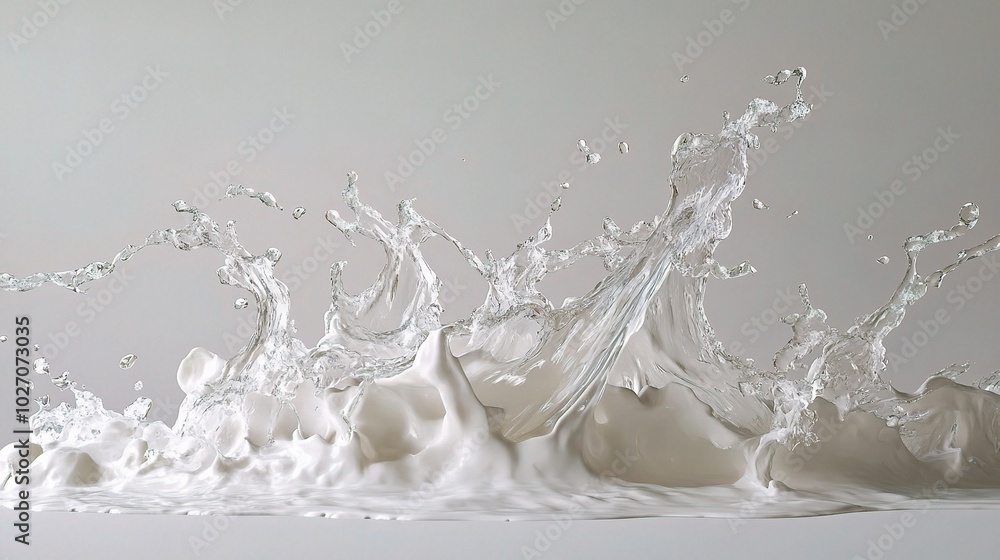 Dynamic Water Splash on Neutral Background Dynamic Water Splash on Neutral Background