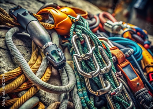 Urban Exploration Photography: Close-Up of Rock Climbing Equipment for Adventurers and Enthusiasts photo