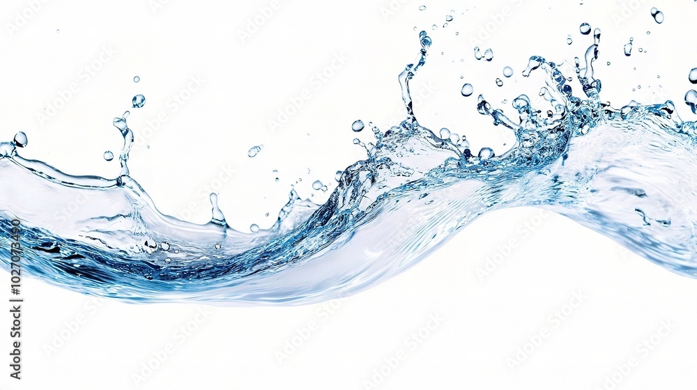 Splashing Water in Motion on White Background Splashing Water in Motion on White Background