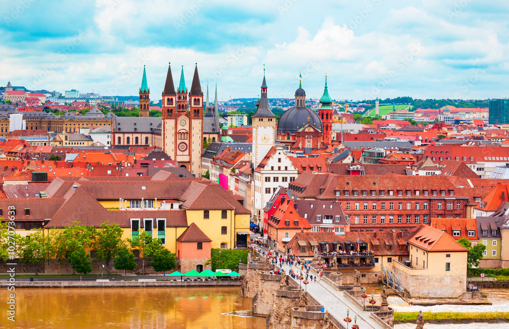 Obraz premium Wurzburg old town aerial view, Germany